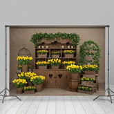 Aperturee - Aperturee Yellow Tulip Sweet Wooden Floral Spring Backdrop